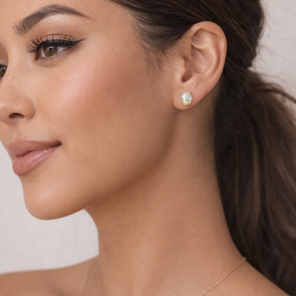 925 Sterling Silver Natural Opal Earringa